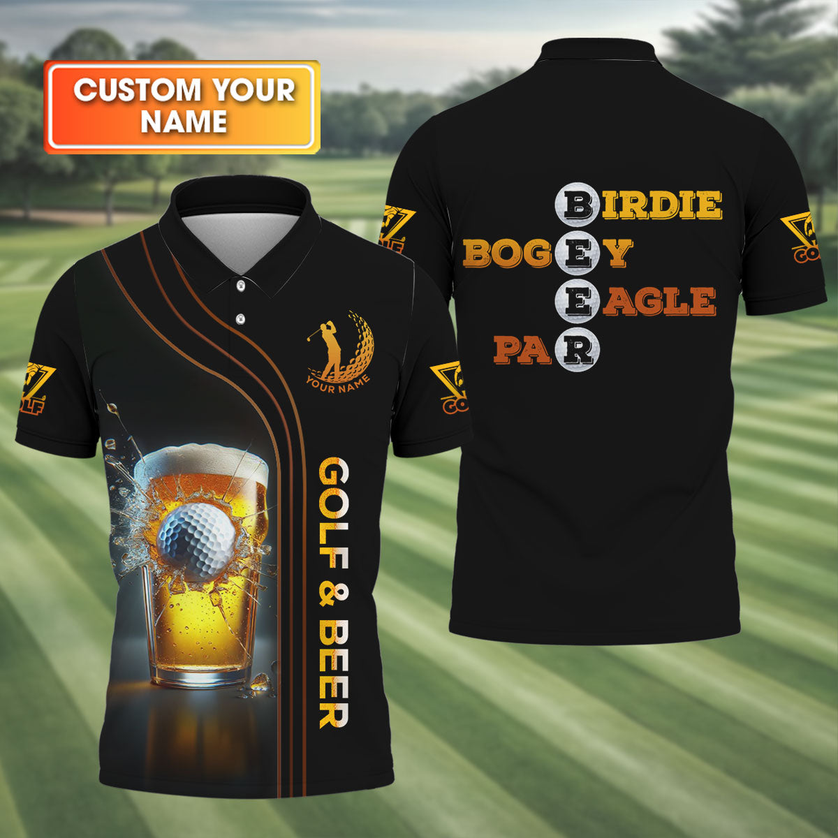 Golf And Beer Custom Funny Golf Polo Shirt, Mens Golf Gift, Gift For Golfers, Dad Golf Gift