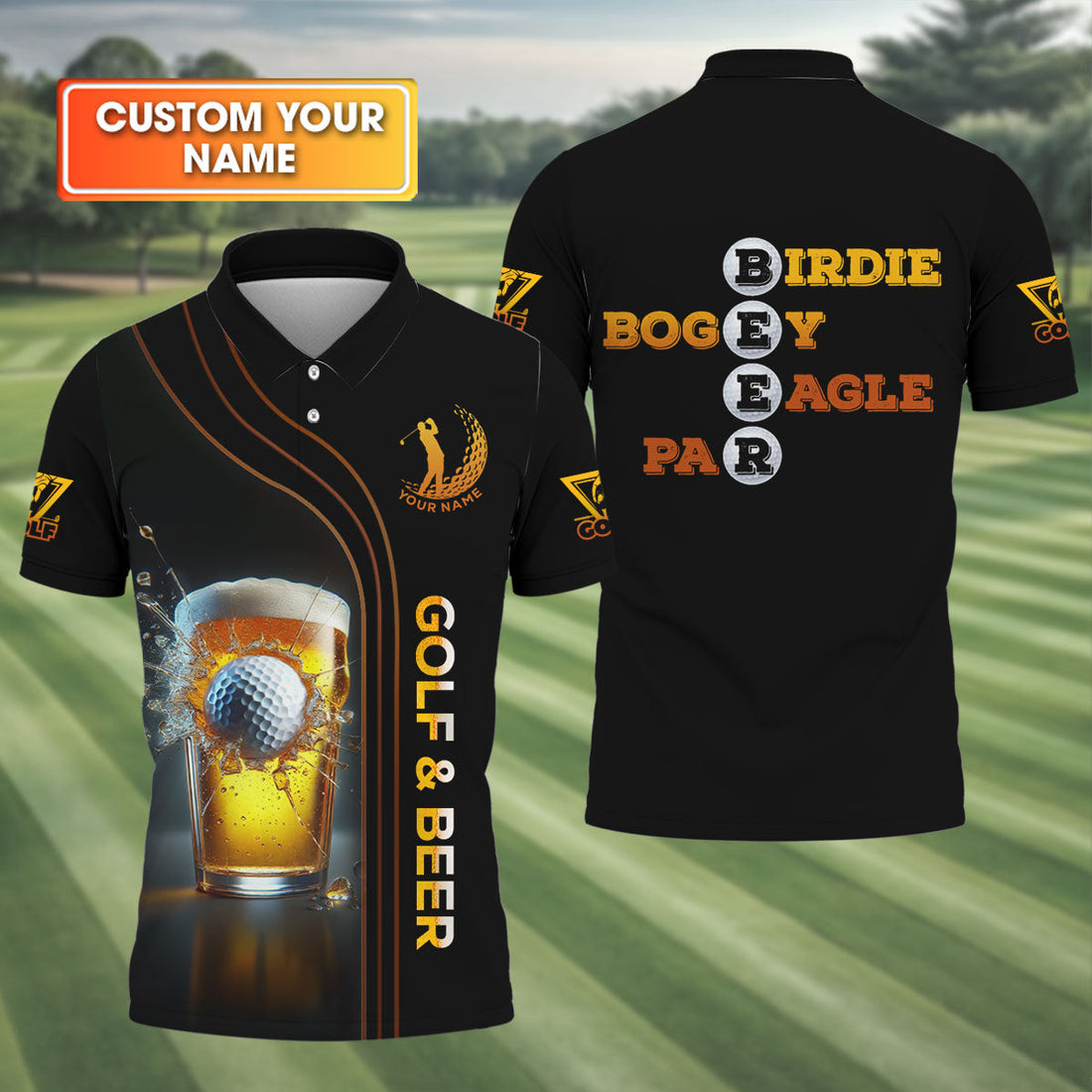 Golf And Beer Custom Funny Golf Polo Shirt, Mens Golf Gift, Gift For Golfers, Dad Golf Gift