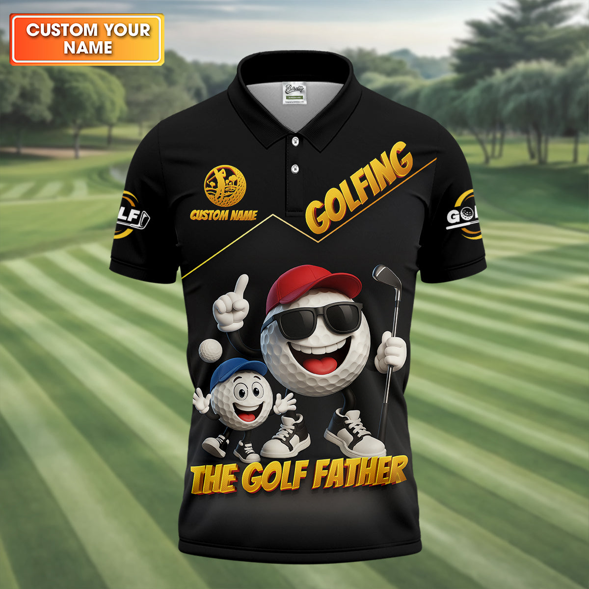 The Golf Father Custom Men's Golf Polo Shirt, Dad Golf Gift, Christmas Golf Gift