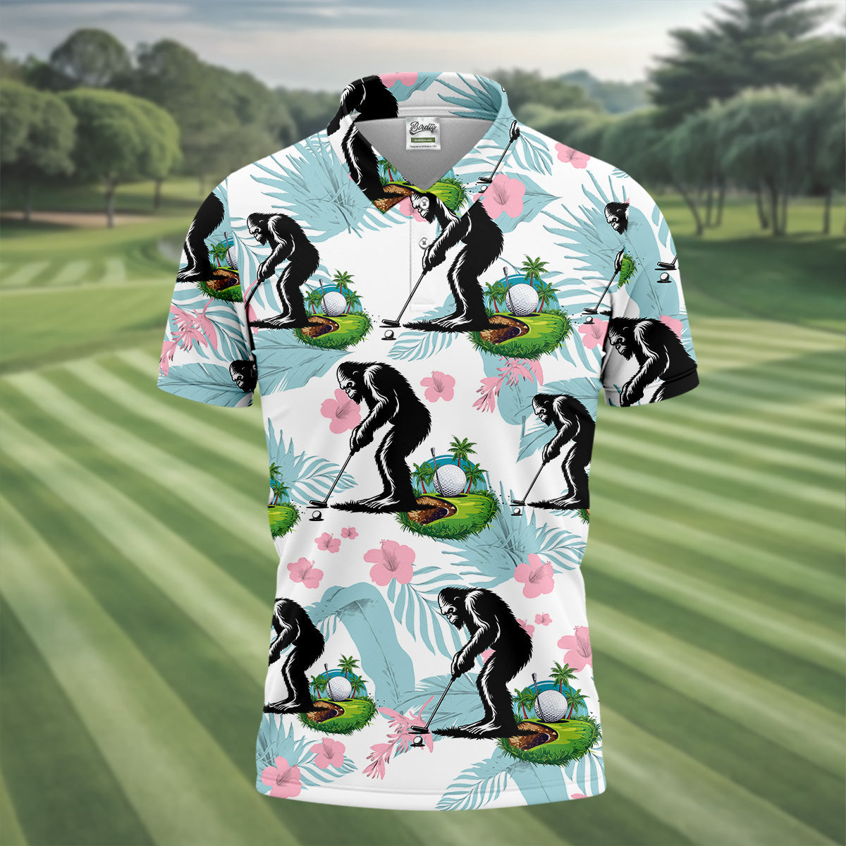 Bigfoot Shirt, Sasquatch Golf Shirt, Hawaiian Golf Shirts, Matching Golf Shirts, Golf Shirts For Men