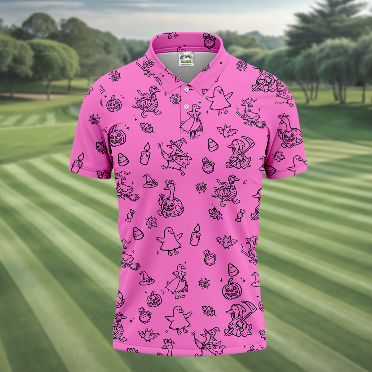 Goose Halloween, Doodle Pattern, Hot Pink Golf Shirt, Mens Funny Golf Shirts, Long Sleeve Golf Shirts, Men Golf Polo