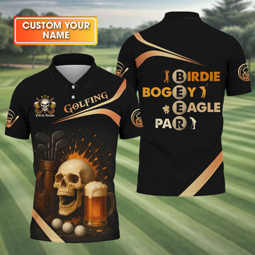 Funny Skull Beer Customize Golf Shirts For Men, Golfing Shirt, Best Gifts For Golfers, Dad Golf Gift
