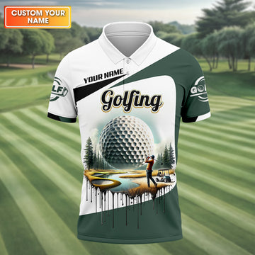 Golfing Swing Custom Golf Polo Shirt, Golfing Apparel, Mens Golf Gift, Funny Golf Shirt