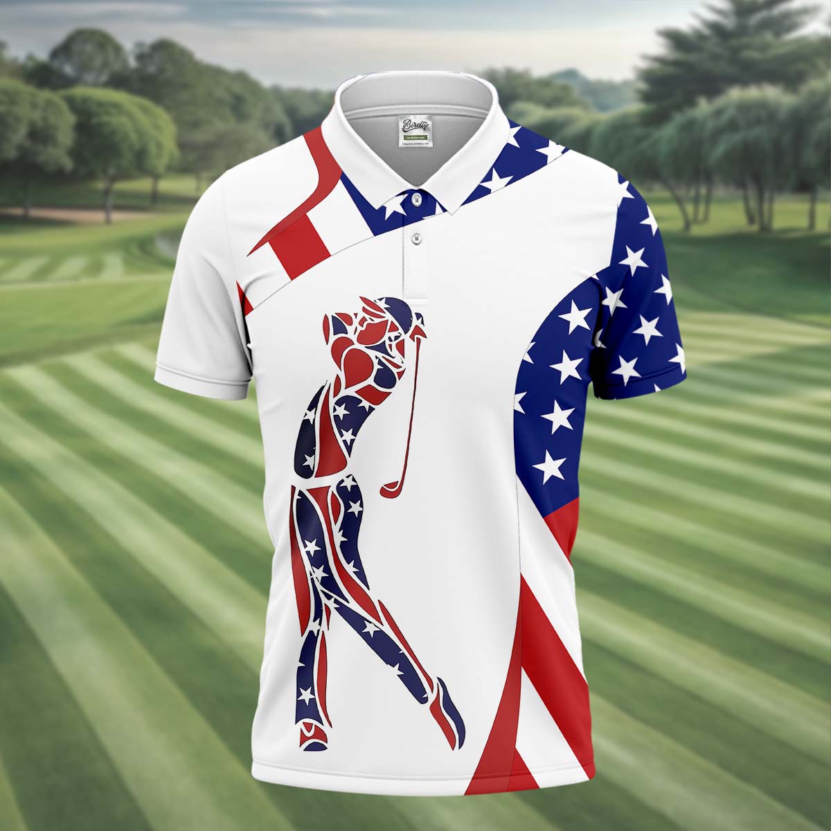 American Golfer Mens Golf Polo Shirt, Mens Golf Gift, Mens Golf Shirt
