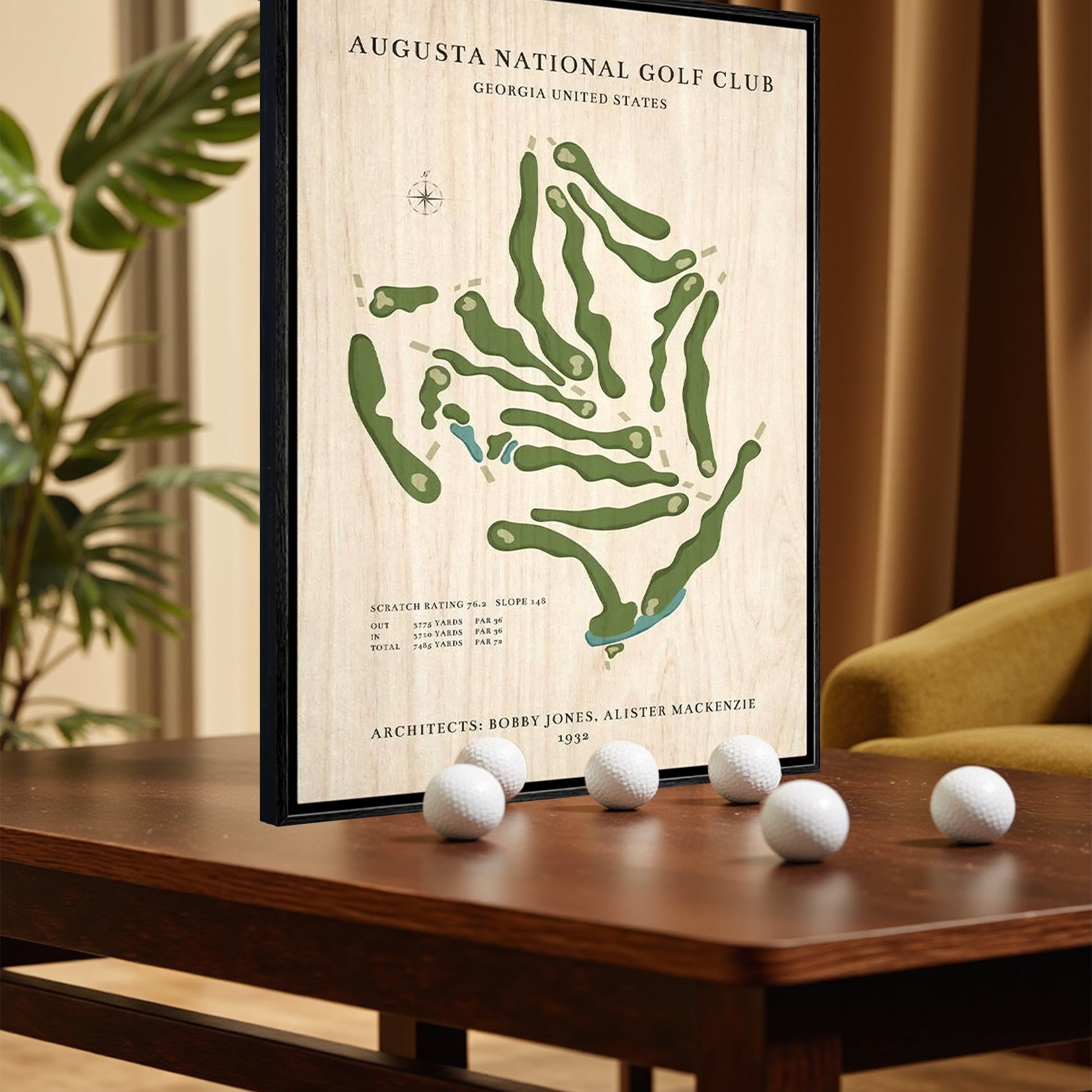 Custom Golf Course Map Canvas, Golf Decor, Gift For Golfer