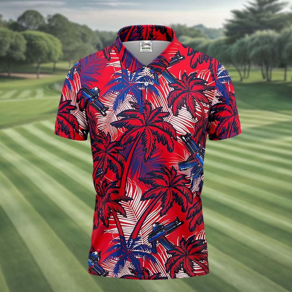 Tropical Sunset Mens Golf Polo Shirt, Mens Goft Shirt, Christmas Golf Gift