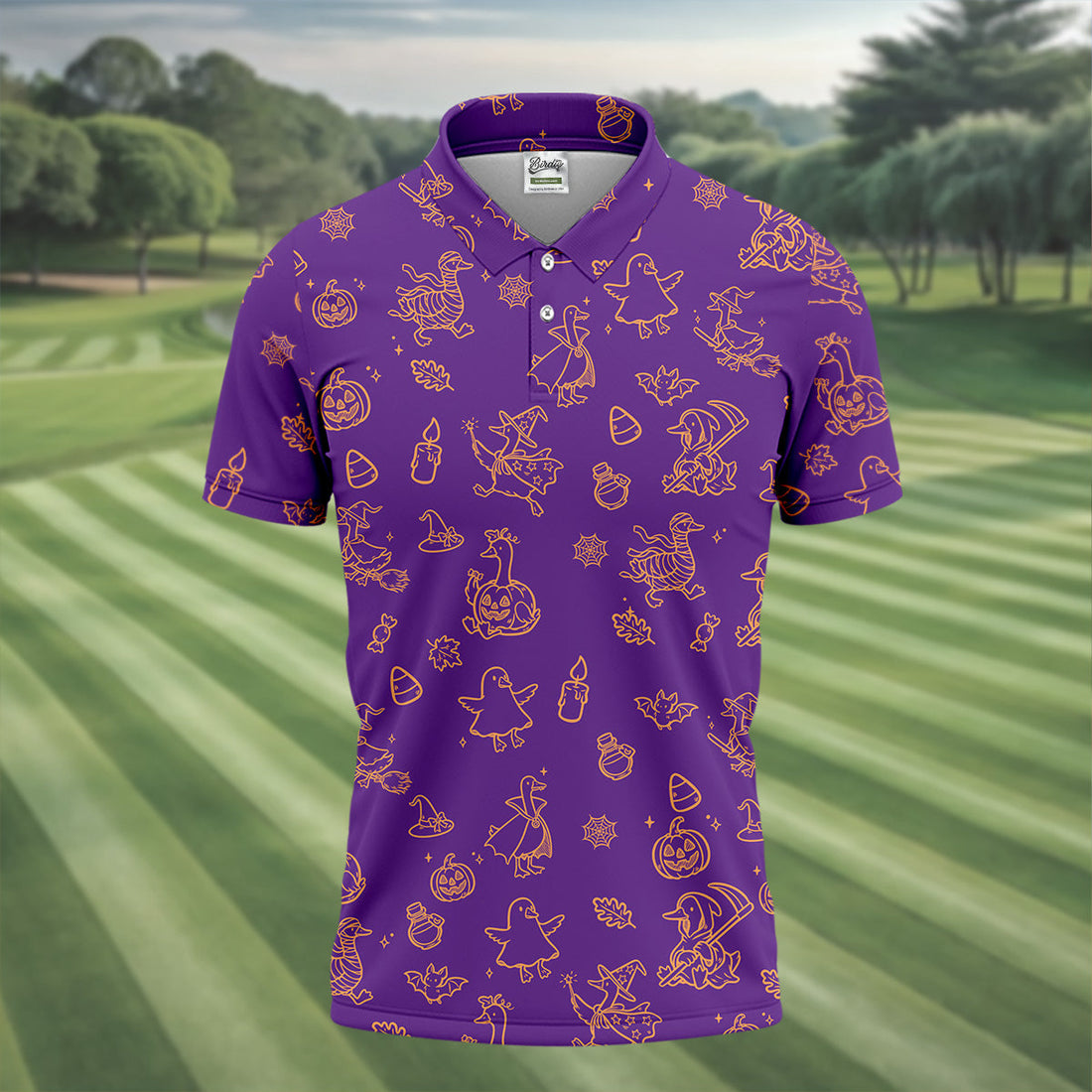 Goose Halloween, Doodle Pattern, Purple Golf Shirt, Mens Funny Golf Shirts, Long Sleeve Golf Shirts, Men Golf Polo