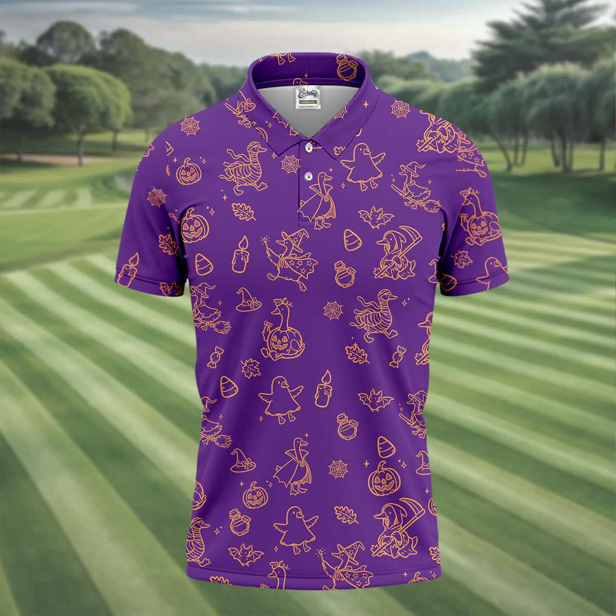 Goose Halloween, Doodle Pattern, Purple Golf Shirt, Mens Funny Golf Shirts, Long Sleeve Golf Shirts, Men Golf Polo