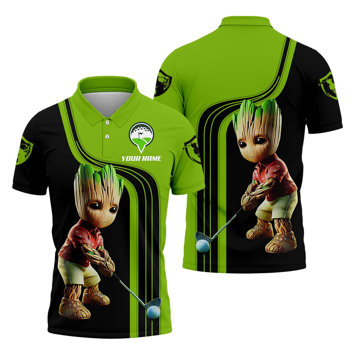 Custom Babygroot Men's Golf Polo Shirt, Funny Golf Shirt, Gift For Golfers