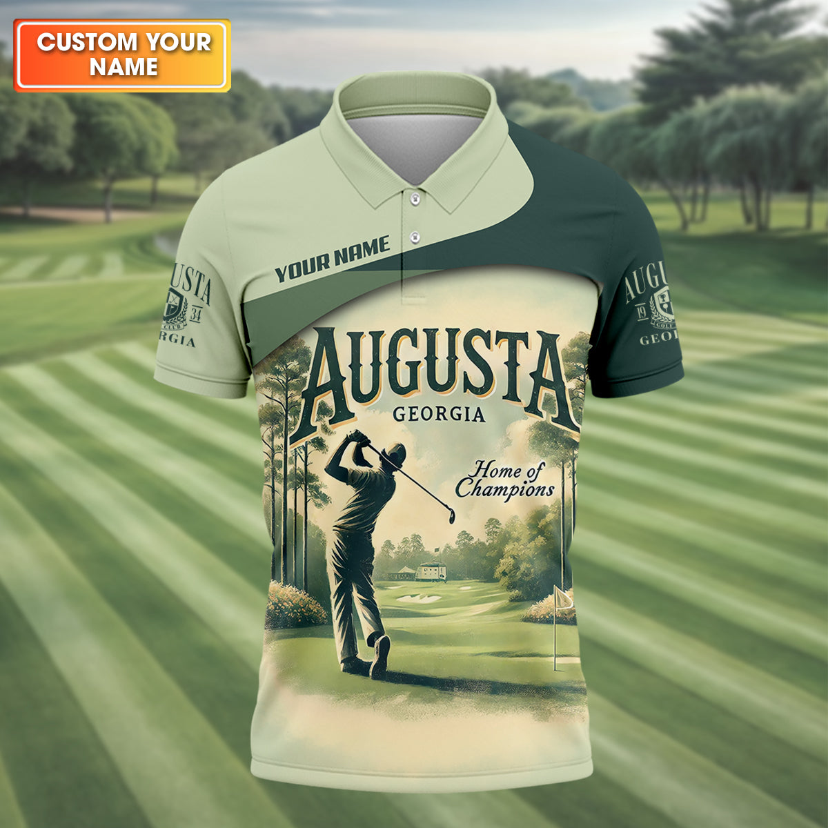 Custom Augusta Georgia Men's Golf Polo Shirt, Mens Golf Gift, Mens Golf Shirt