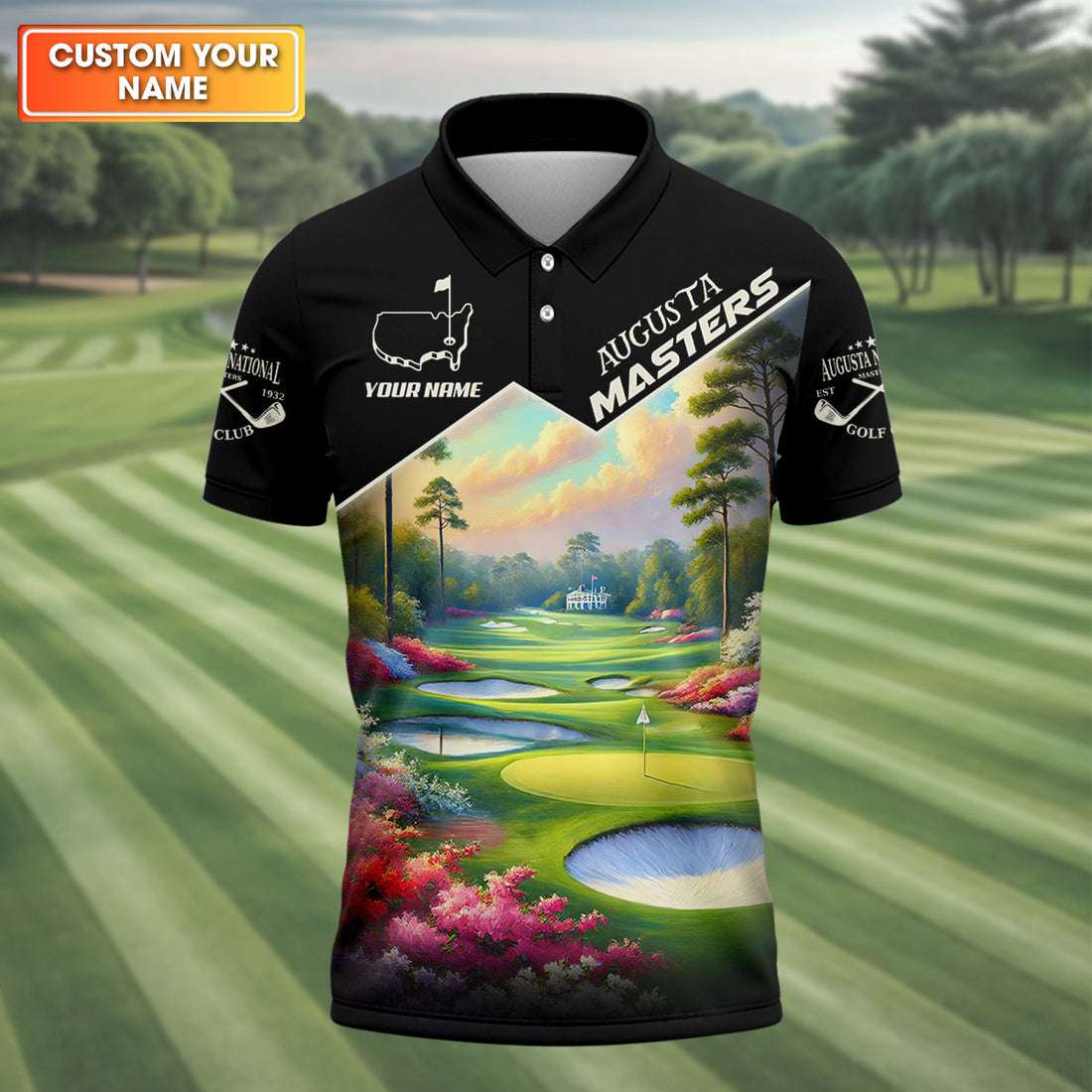 Augusta Master Custom Men's Golf Polo Shirt, Golfing Apparel, Mens Golf Gift, Funny Golf Polo Shirt