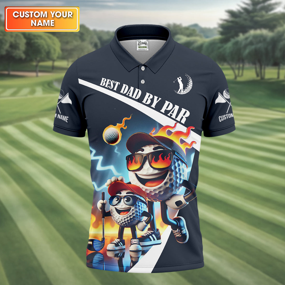 Best Dad By Par Custom Funny Golf Polo Shirt, Christmas Golf Gift