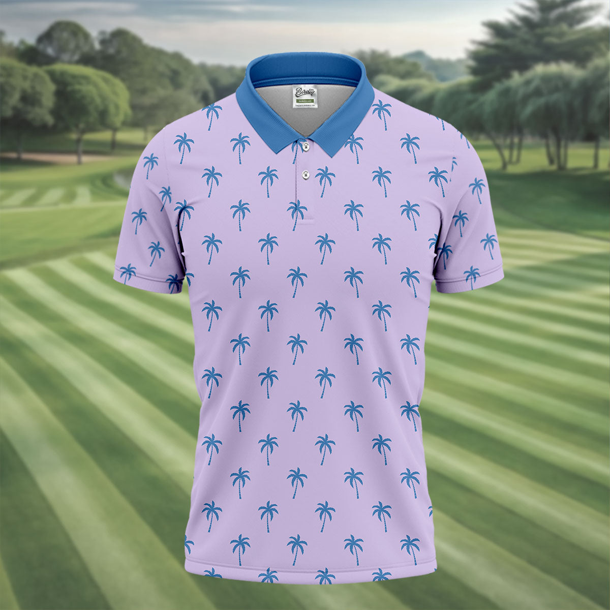 Palm Tree Pattern Hawaiian Polo Golf Shirts, Mens Hawaiian Golf Shirts, Matching Golf Shirts For Couple