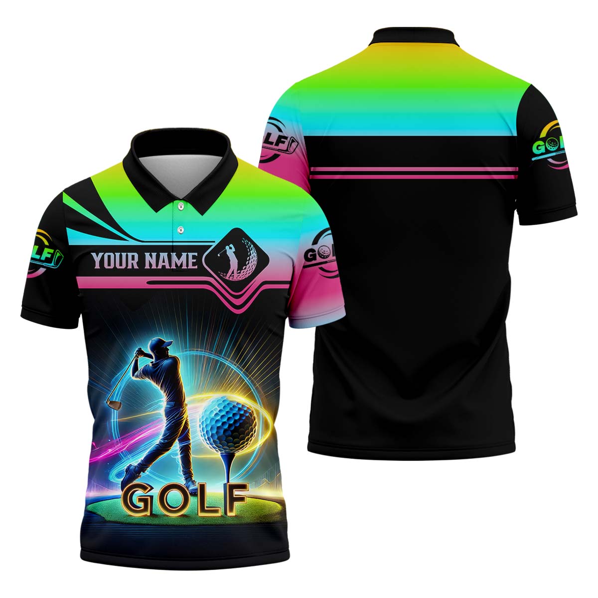 Custom 3D Men's Golf Polo Shirt, Golfing Apparel, Mens Golf Gift