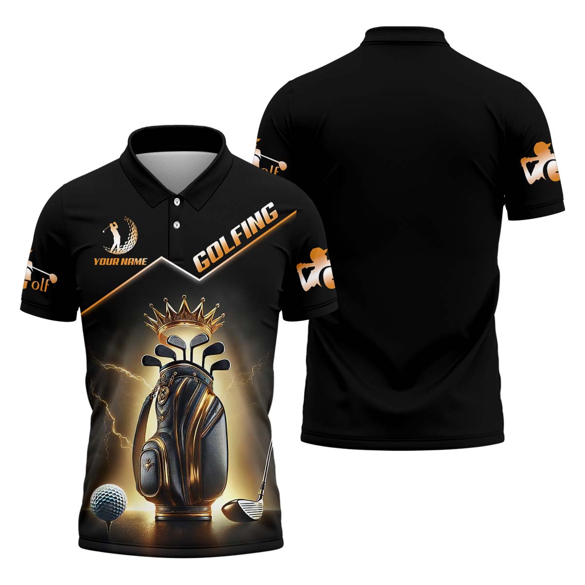 Golden Glory Men's Golf Polo Shirt, Golfing Apparel, Mens Golf Gift, Funny Golf Shirt