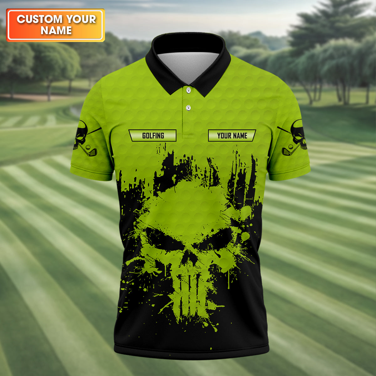 Golf Saved Me From Being A Porn Star Now I'm Just A Swinger Custom Green Skull Golf Polo Shirt, Dad Golf Gift