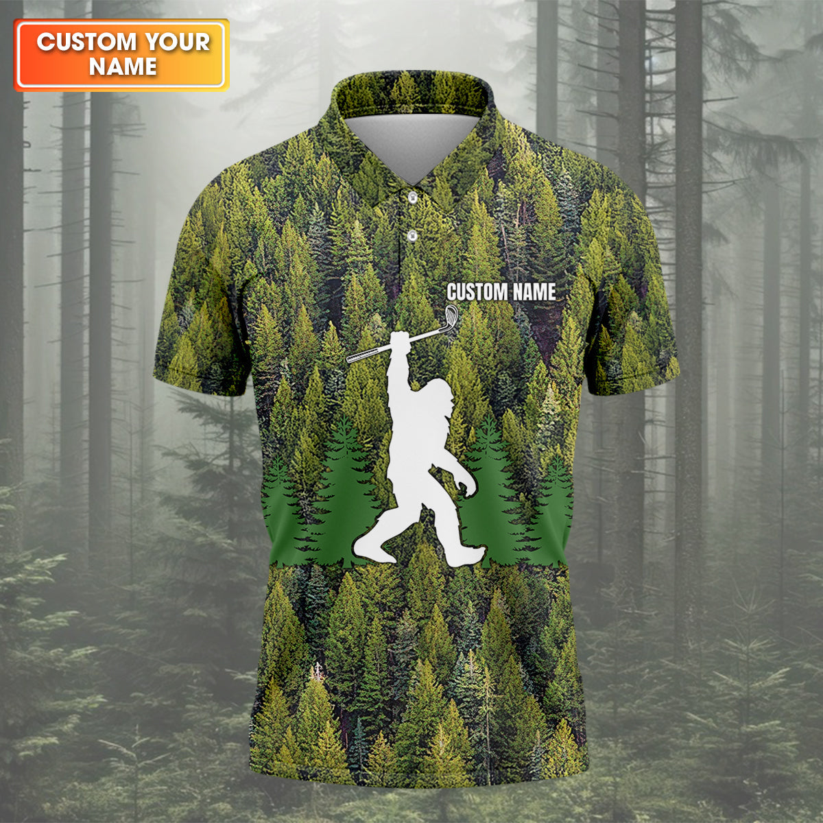 Not All Who Wander Are Lost Custom Men's Golf Polo Shirt, Bigfoot Golf Shirt, Dad Golf Gift