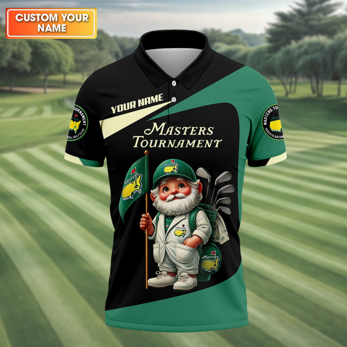 Masters Gnomes Custom Mens Golf Polo Shirt, Master Tournament Shirt, Mens Golf Gift, Funny Golf Shirt