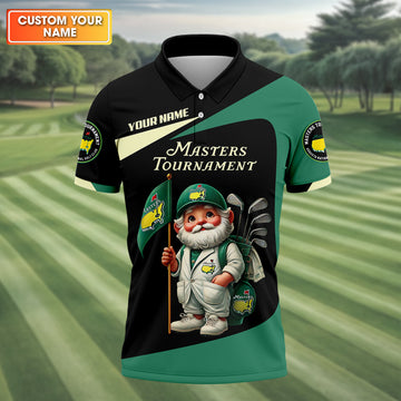 Masters Gnomes Custom Mens Golf Polo Shirt, Master Tournament Shirt, Mens Golf Gift, Funny Golf Shirt