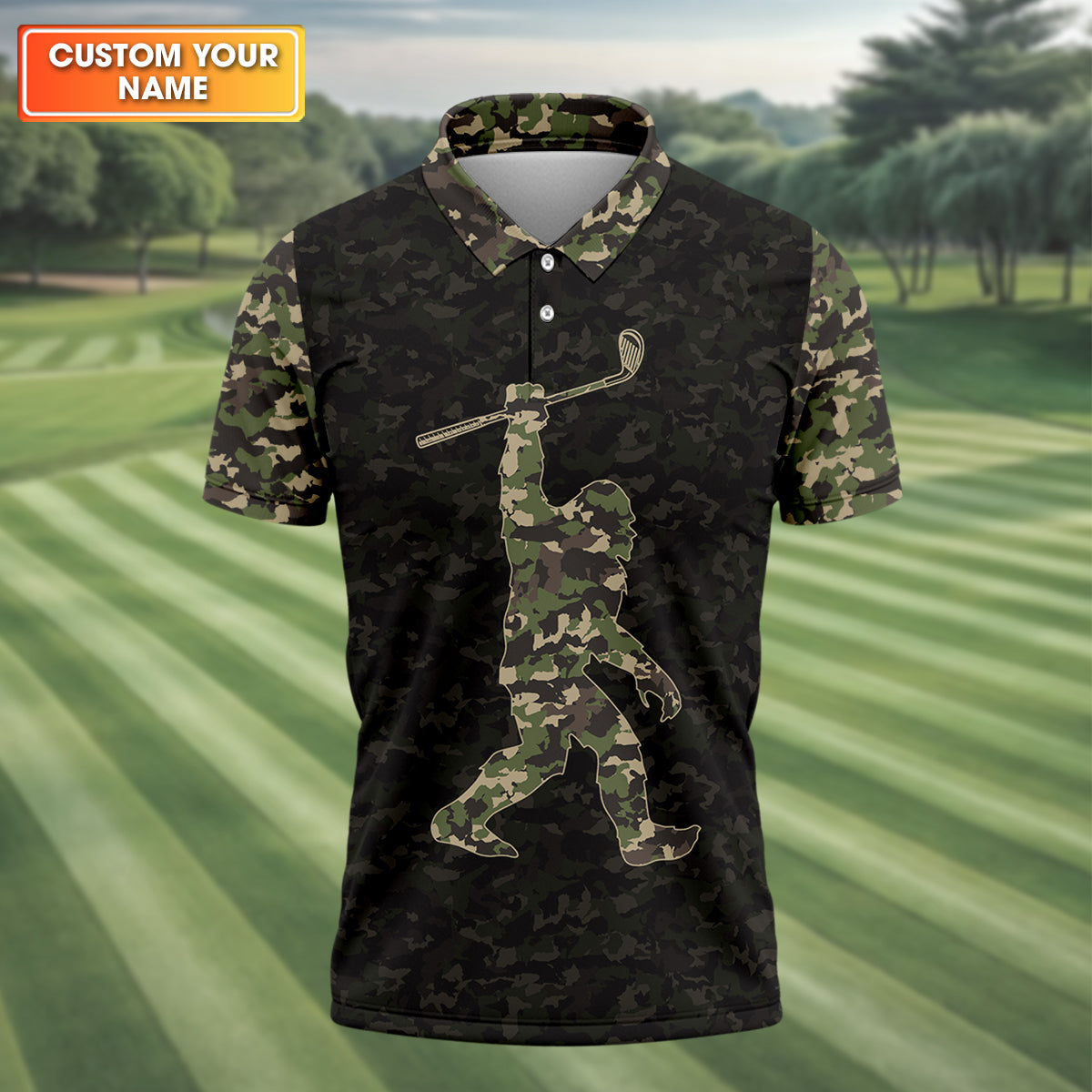 Funny Bigfoot Men's Golf Polo Shirt, Mens Golf Shirt, Funny Golf Shirt, Gift For Golfers