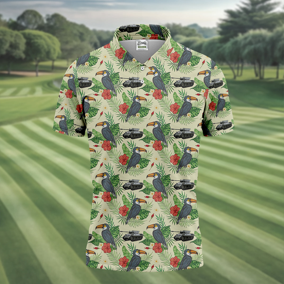 Tropical Toucan Golf Polo Shirts, Golfing Apparel, Men Golf Gift, Funny Golf Shirt, Tropical Shirt