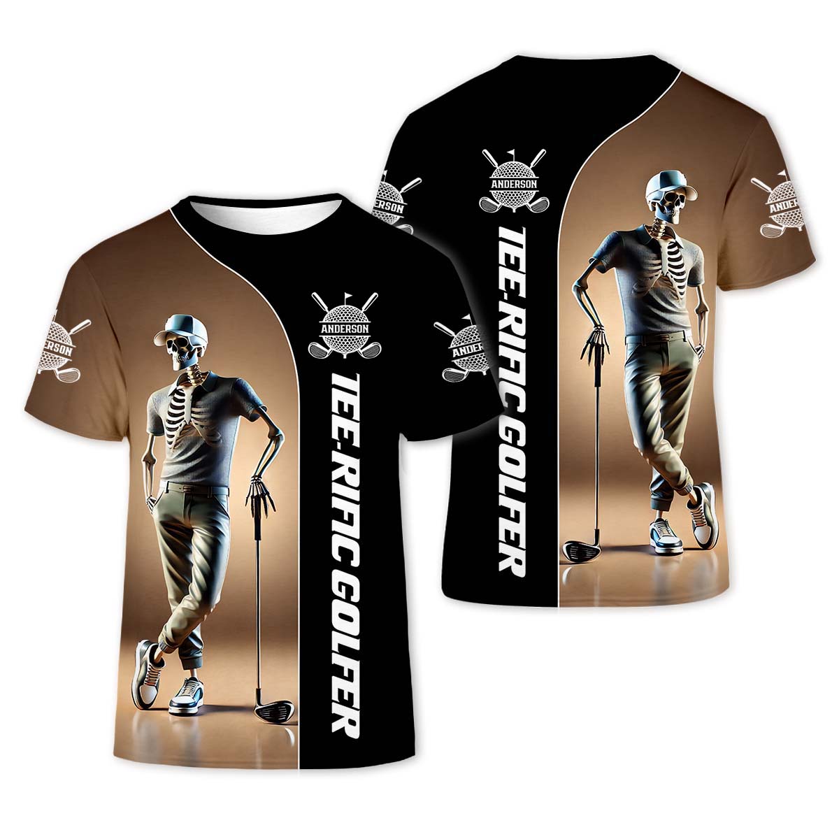 Teerific Skeleton Golfer Custom Golf Shirt, Personalized Golf Shirt, Unique Gift For Golfer