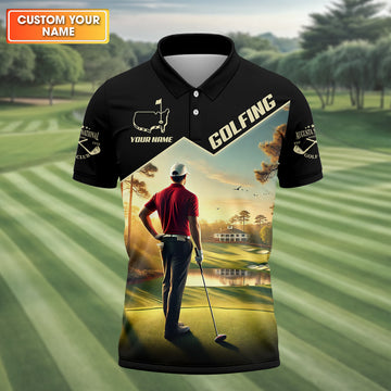 Custom Augusta Golfer Men's Golf Polo Shirt, Golfing Apparel, Mens Golf Gift, Funny Golf Polo Shirt