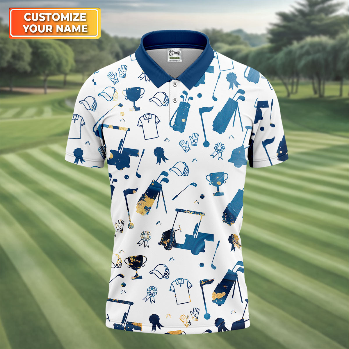 Personalized Golf Pattern Shirt, Men Golf Polo, Matching Golf Shirts, Men's Long Seeve Golf Shirts