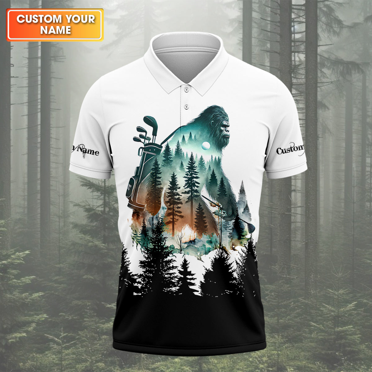 Not All Who Wander Are Lost Bigfoot Hunter Men's Golf Polo Shirt, Golf Lover Gifts, Funny Golf Shirt