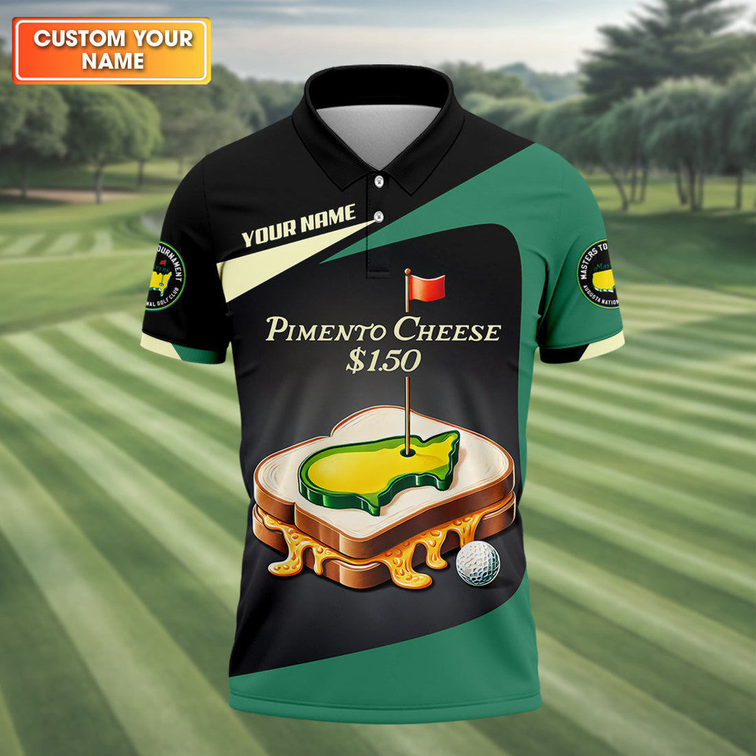 Pimento Cheese Augusta Golf Course Custom Men's Golf Polo Shirt, Funny Golf Gifts