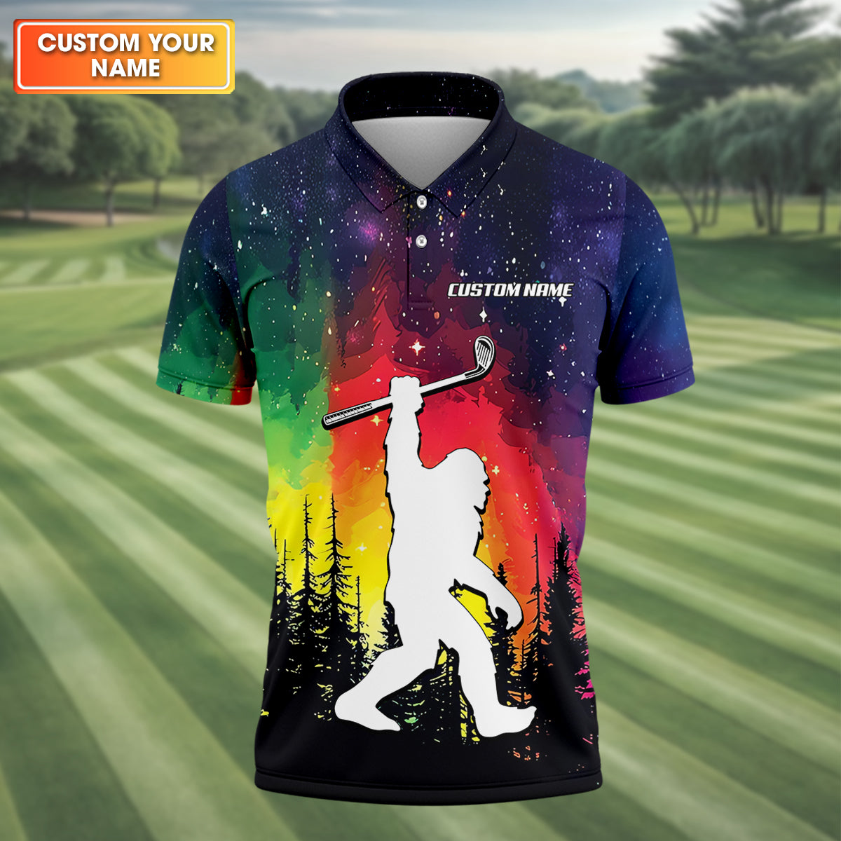 Custom Sasquatch Bigfoot Golf Polo Shirt , Funny Golf Shirt, Gift For Golfers