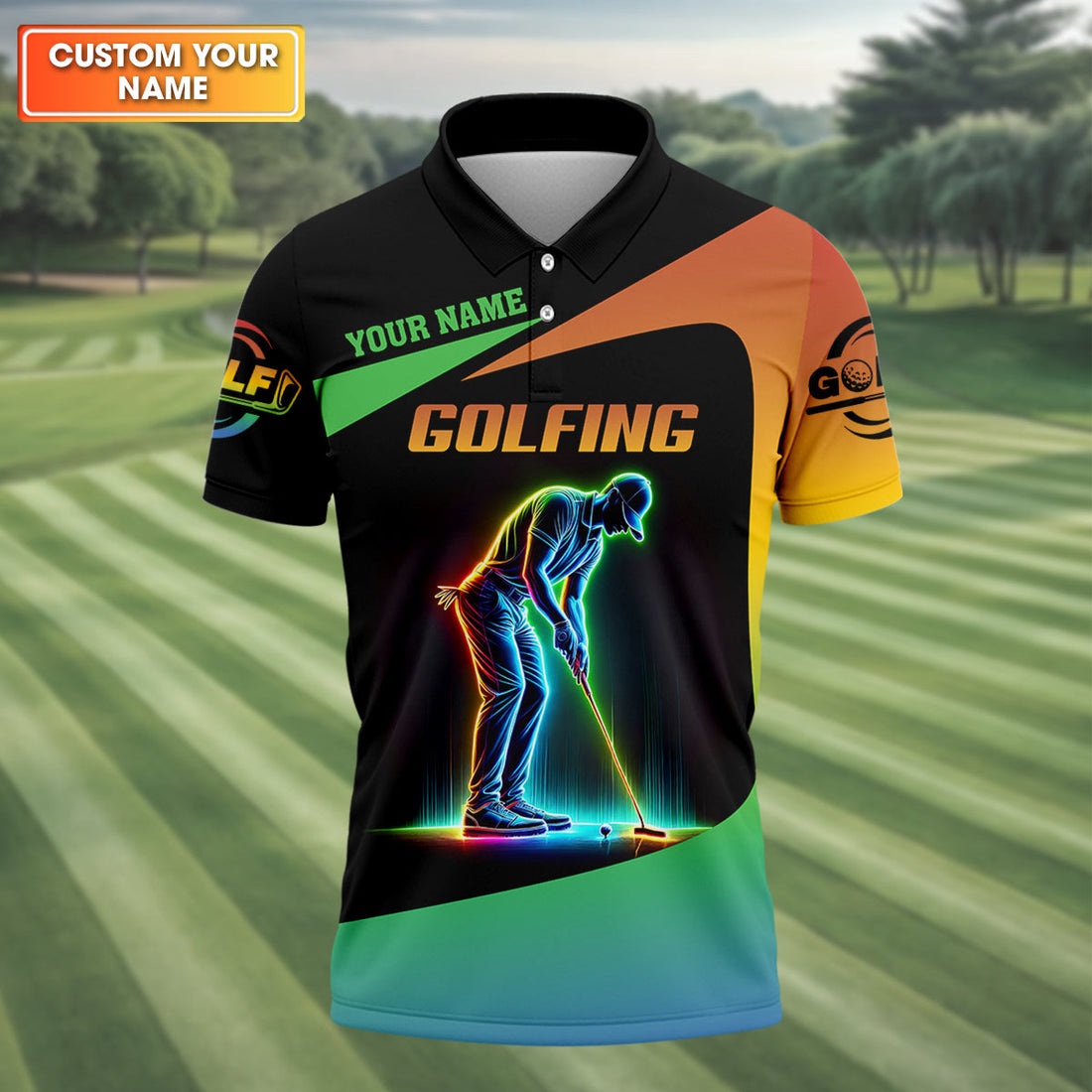 I Like Big Putts And I Can Not Lie Neon Golf Polo Shirt, Golfing Apparel, Mens Golf Gift, Funny Golf Polos