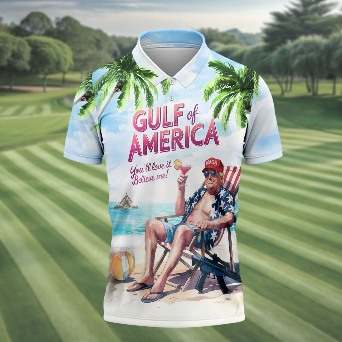 Gulf Of America Shirt, US Patriotic Pride Unisex Tropical Hawaiian Aloha Shirt, USA Golf Shirt