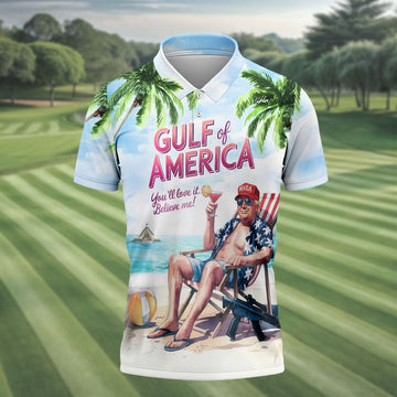 Gulf Of America Shirt, US Patriotic Pride Unisex Tropical Hawaiian Aloha Shirt, USA Golf Shirt