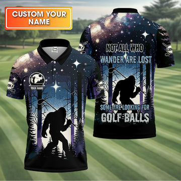 Funny Bigfoot Custom Golf Polos For Men, Golf Shirts For Men, Mens Golf Gift, Gift For Golfers