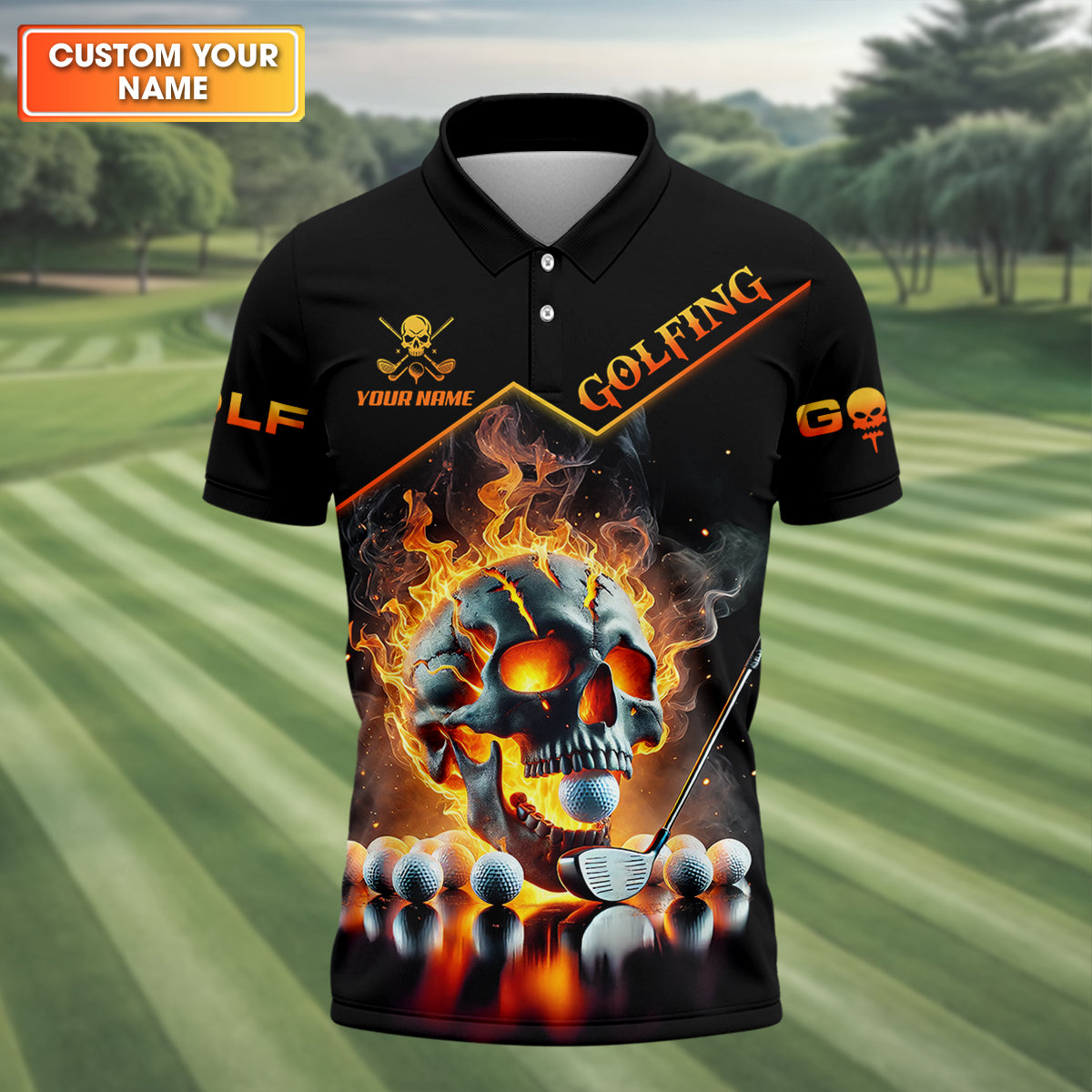 It Takes A Lot Of Balls To Golf Like I Do Custom Men's Golf Polo Shirt, Skull Golf Shirt, Funny Golf Shirt