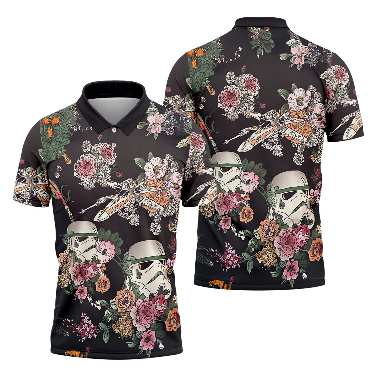 Floral Space Movie Men's Golf Polo Shirt, Golfing Apparel, Mens Golf Gift