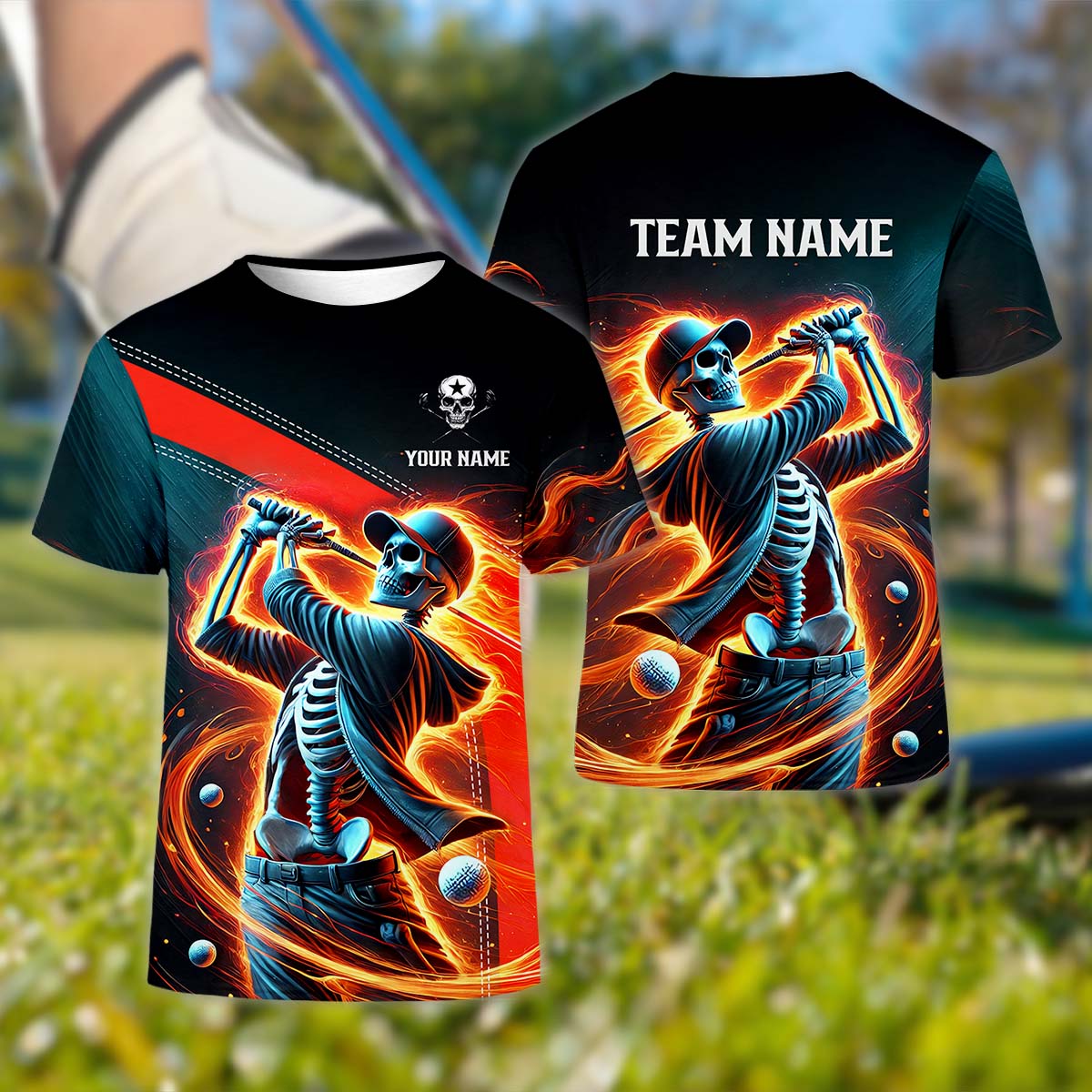 Skeleton Shirt, Personalized Golf Shirt, Unique Gift For Golfer