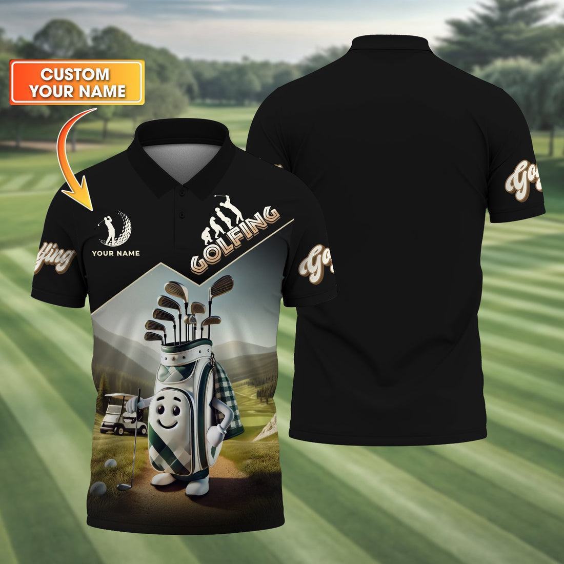 Funny Golf Bag Men's Golf Polo Shirt, Golfing Apparel, Mens Golf Gift, Funny Golf Shirt