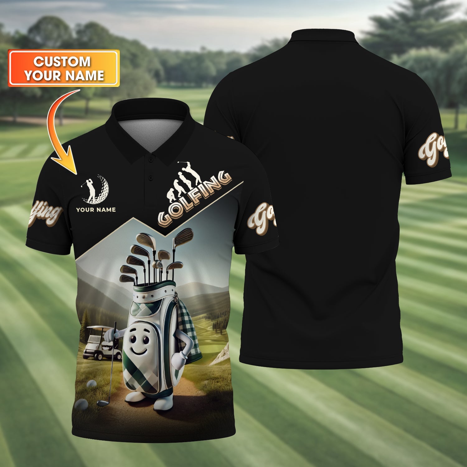 Funny Golf Bag Men's Golf Polo Shirt, Golfing Apparel, Mens Golf Gift, Funny Golf Shirt