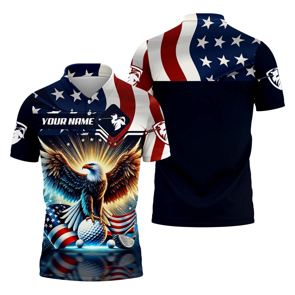 American Eagle Custom Golf Polo Shirt, Gift For Golfers, Golf Gift For Men