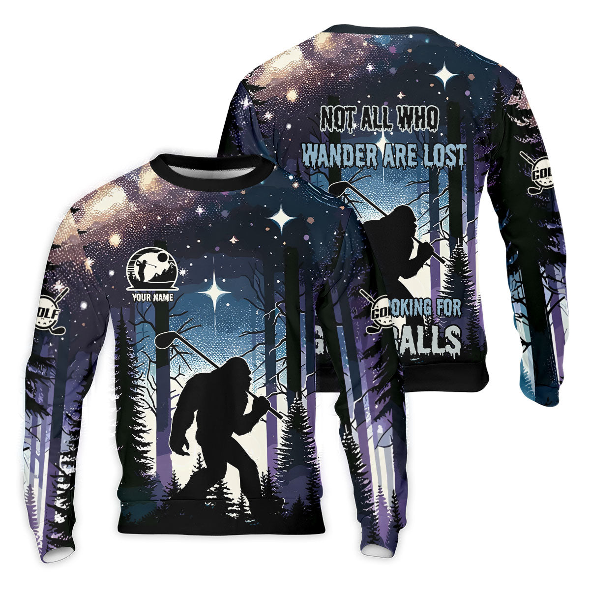 Funny Bigfoot Custom Golf Polos For Men, Golf Shirts For Men, Mens Golf Gift, Gift For Golfers