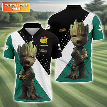 BabyGroot Custom Men's Golf Polo Shirt, Golfing Apparel, Mens Golf Gift, Funny Golf Shirt