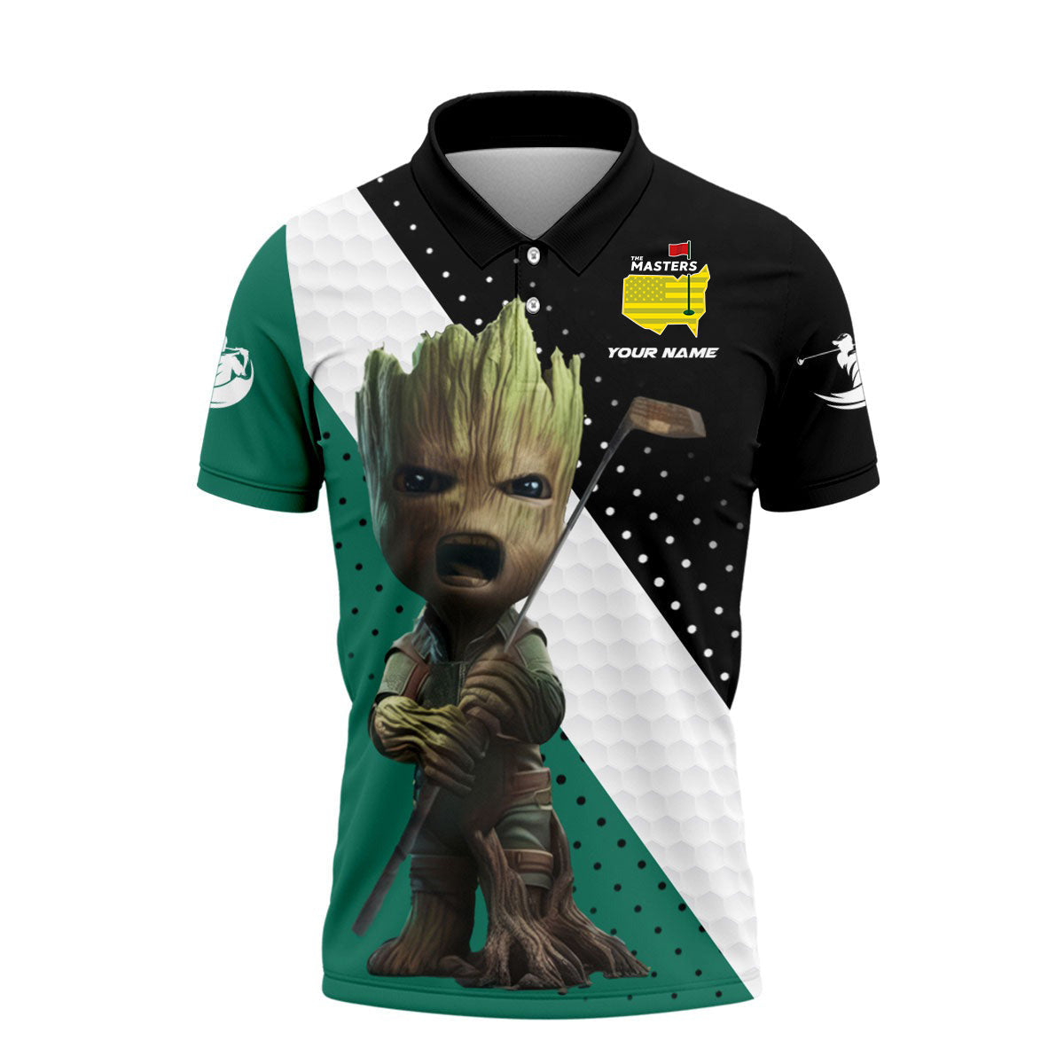 BabyGroot Custom Men's Golf Polo Shirt, Golfing Apparel, Mens Golf Gift, Funny Golf Shirt