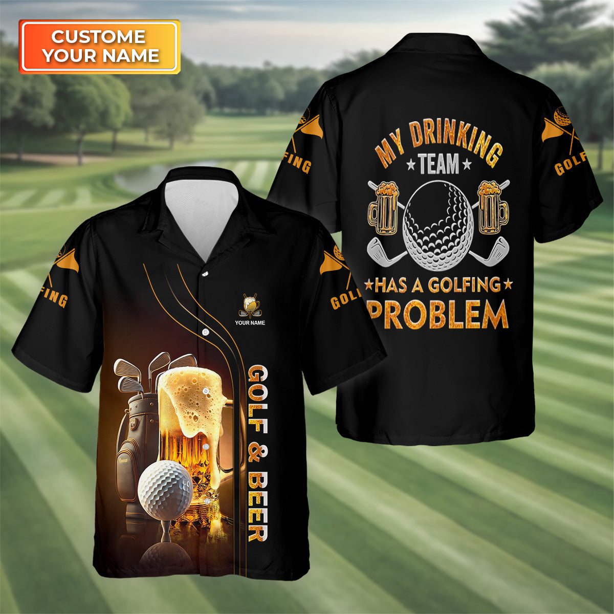 My Drinking Team Has Golfing Problem Custom Men's Golf Polo Shirt, Golf Gift For Men, Funny Golf Shirt