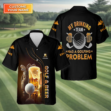 My Drinking Team Has Golfing Problem Custom Men's Golf Polo Shirt, Golf Gift For Men, Funny Golf Shirt