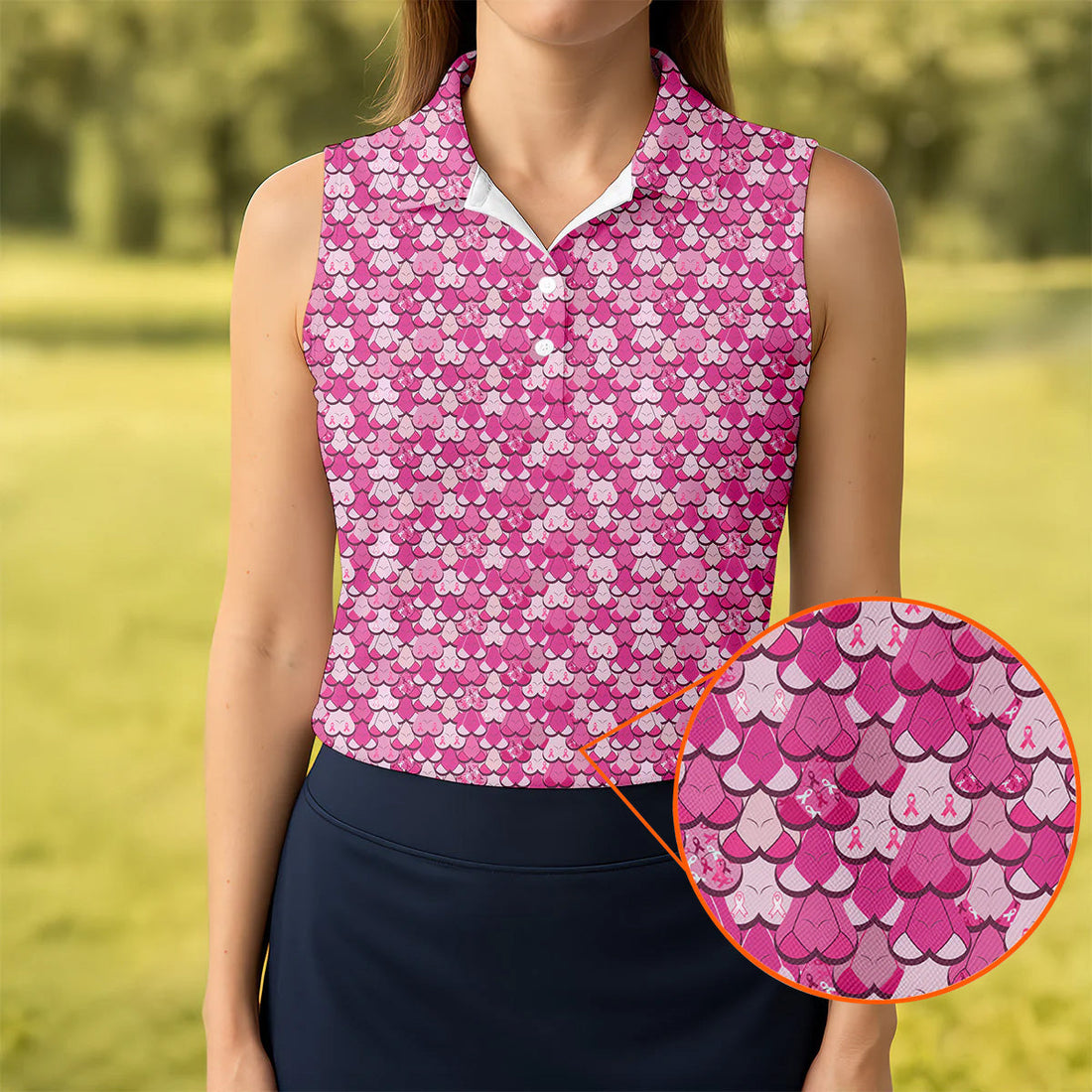 Funny Titties Breast Cancer Polo Shirt, Funny Boobs Golf Shirt, Breast Cancer Golf Shirt, Funny Women Golf Shirt