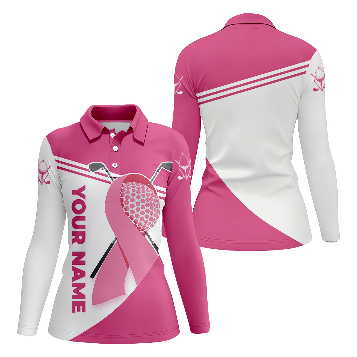 Breast Cancer Womens Golf Shirt, Pink Ribbon Golf Shirt, Breast Cancer Awareness Shirt, Ladies Golf Shirt