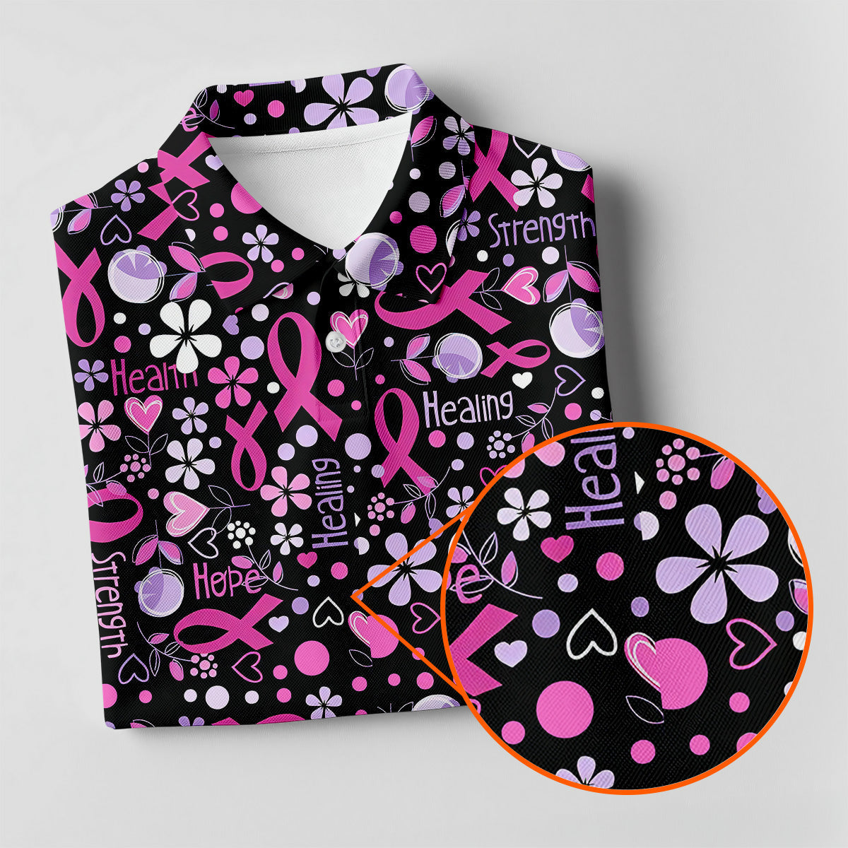 Hope Strength Breast Cancer Golf Shirt, Breast Cancer Support Shirts, Ladies Golf Shirt, Womens Golf Polo