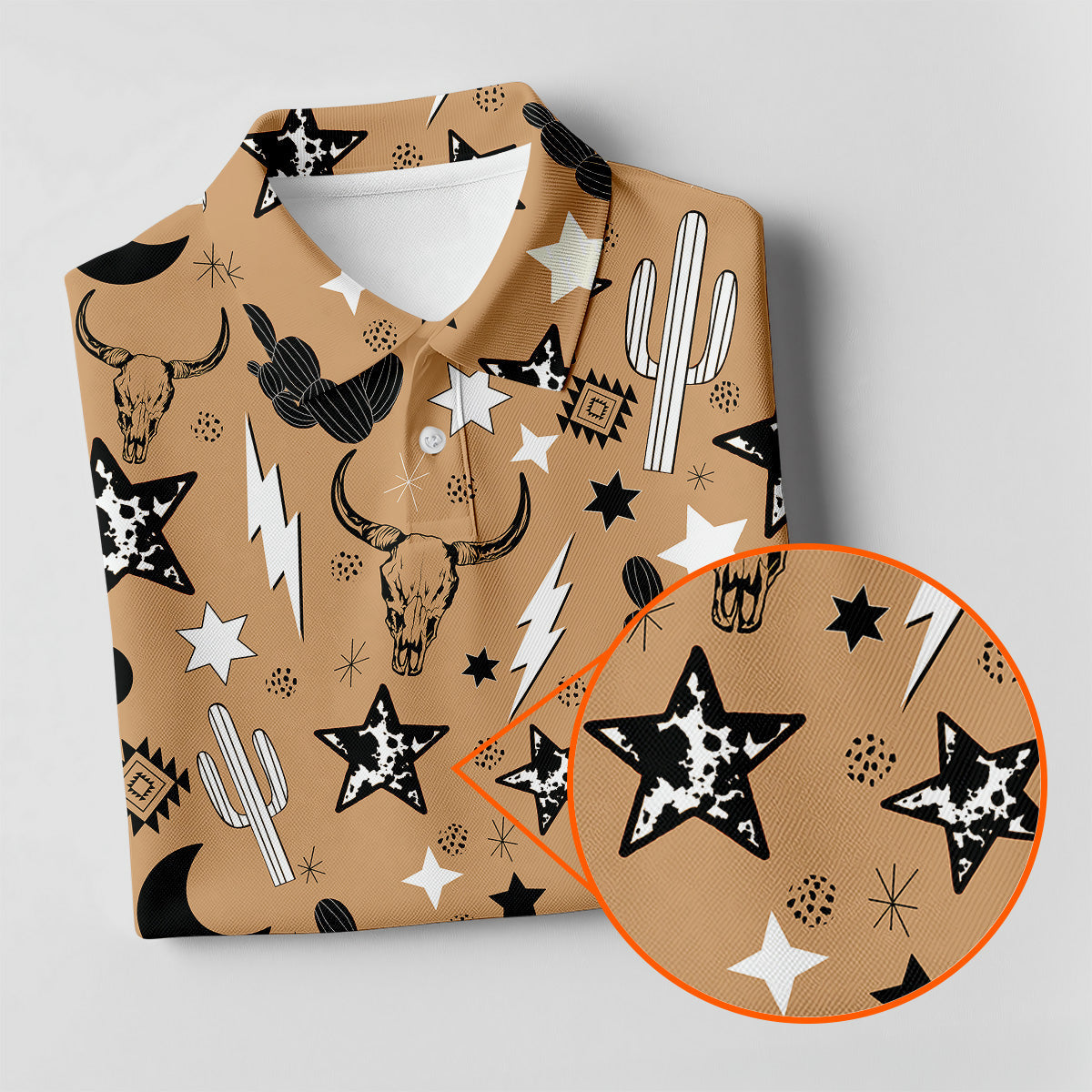 Western Star Seamless Pattern Ladies Sleeveless Polo, Ladies Golf Shirts, Golfing Apparel